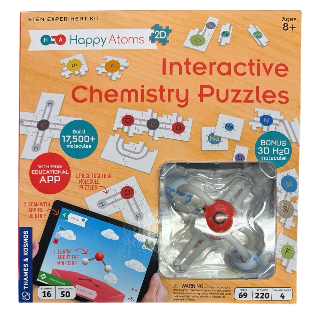 Happy Atoms 2D Interactive Chemistry Puzzle Kit Bondi STEM Learning Toy